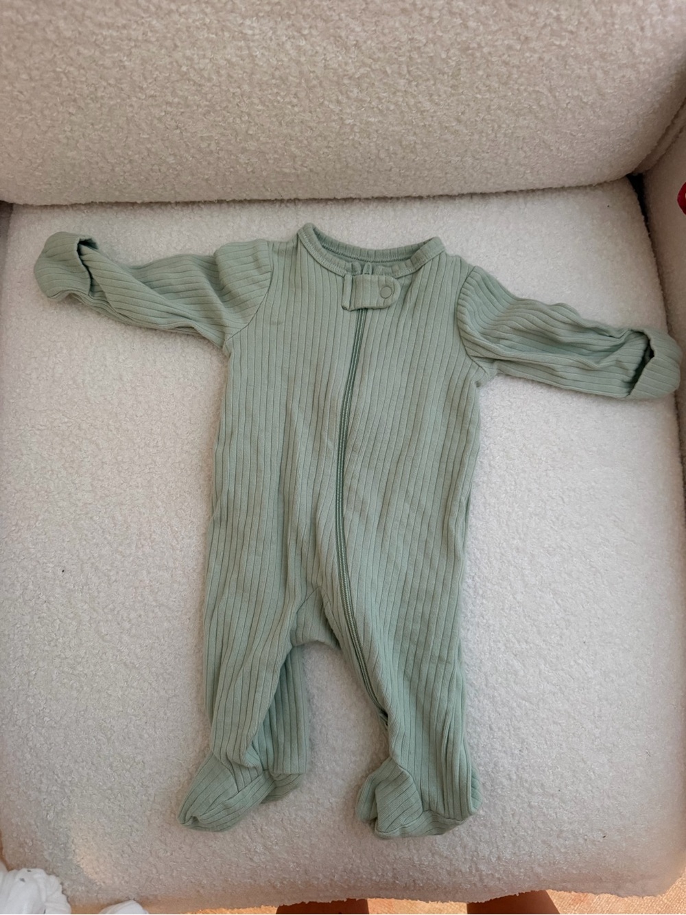 Carter's Sage Green Ribbed Footed Baby One-Piece